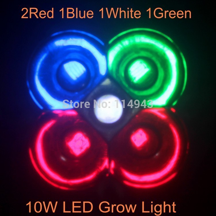 1X Full Spectrum LED Grow Lights 10W E27 LED Grow Lamp Bulb for Flower Plant Hydroponics System GrowBox 2Red 1Blue 1White 1Green