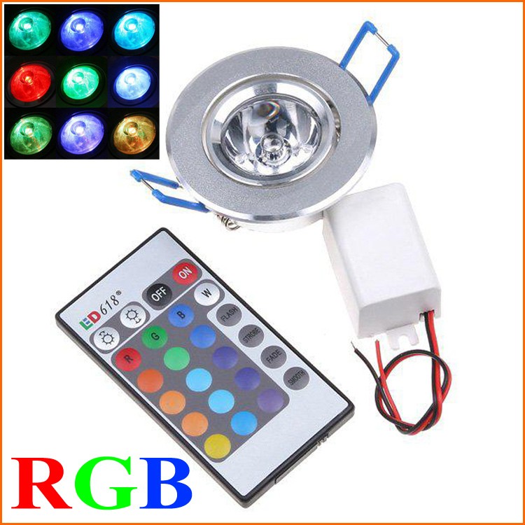 85~265V 3W 1-LED RGB led light lamp Downlight Recessed downLamp Bulb led Spotlight w/ Remote Control ceiling lamp free shipping
