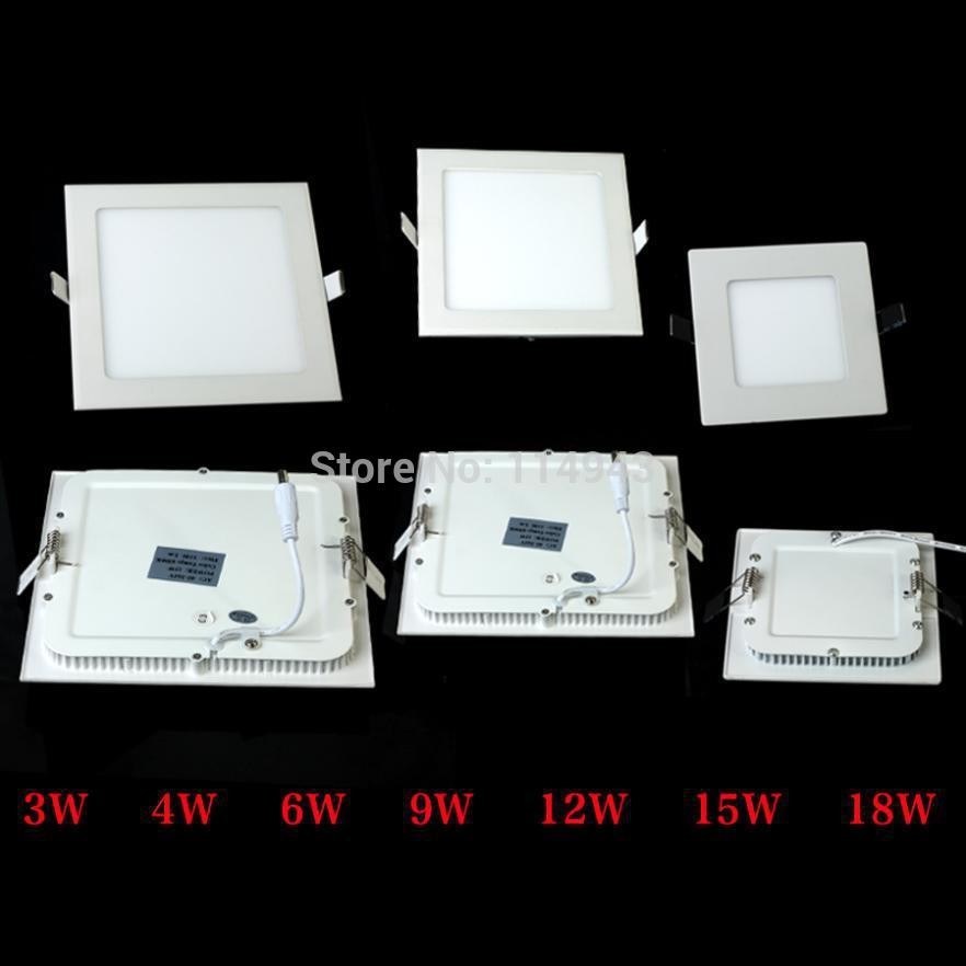 20pcs/lot 3W 4W 6W 9W 12W 15W 18W 2835SMD Warm White Ceiling LED Panel Down Light Bulb Lamp AC90-240V Square