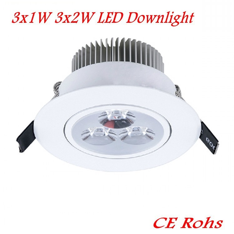 20pcs LED Ceiling Downlight 3x1W 3x2W Round Recessed LED Spotlight Down Light AC85-265V LED Lamp Ceiling Bulb Lights