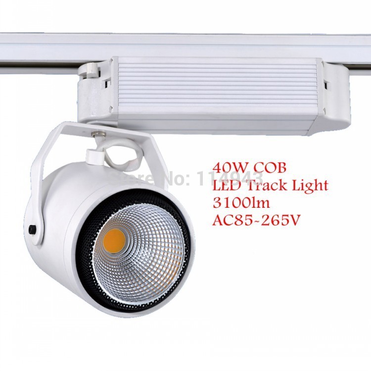 Free Shipping 40W COB LED Track Light High Power 3100lm Tracking Led Spotlight For Store/Shopping Mall Wholesale Retail