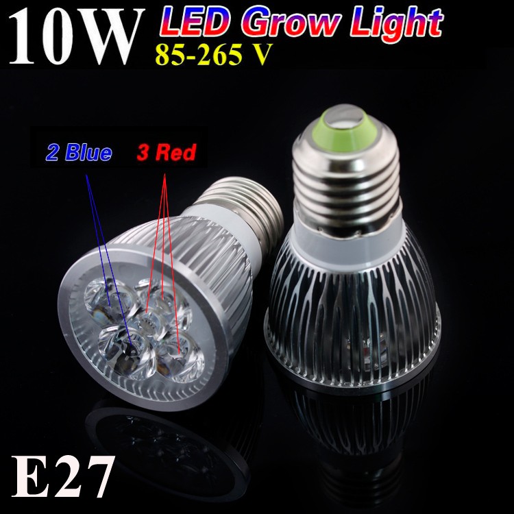 Environmental 5PCS 10w LED grow light E27 3red 2Blue LED plant bulb Lamps for flowering plant and hydroponics system AC85-265V