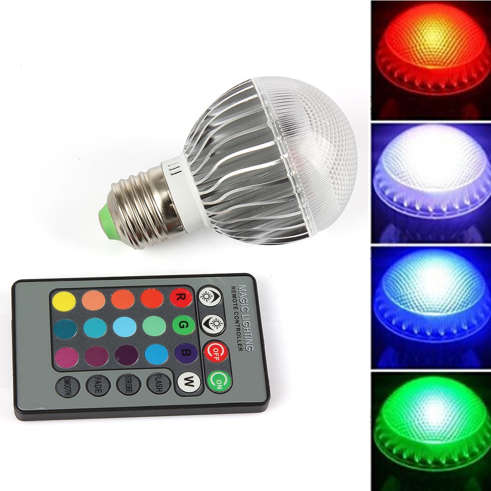 1pcs RGB Led Lamp E27 9W 15W Lampada 110v 220v Led Bulb Halogen Lamp with IR Remote Control for Home