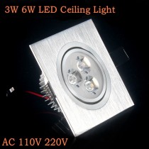 50pcs/lot 3w 6w LED Ceiling Lights Square recessed led down light 110V 220V Dimmable down light Cool/Warm White