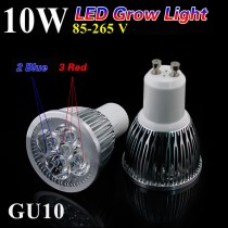 5pcs Free shipping 10w GU10 3red 2Blue LED Grow light LED Spotlight Lighting for flowering plant lamp bulb and hydroponic system
