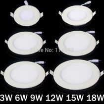 10pcs/lot New 3w/4w/6w/9w/12w/15w/18w Panel Light Super Thin White/LED Ceiling Light Led panel lights