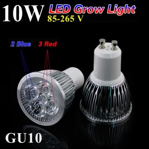 20pcs/lot Free shipping high efficiency 10W GU10 3Red 2Blue Led Grow Lights for Flowering Plant and Hydroponics System AC85-265V