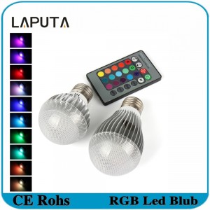 1pcs LAPUTA RGB Led Bulb Light E27 9W 15W Led Lamp AC85-265V with Remote Control 16 colours Led Lighting